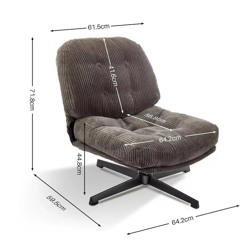 Fauteuil pivotant d'appoint en velours côtelé de haute qualité