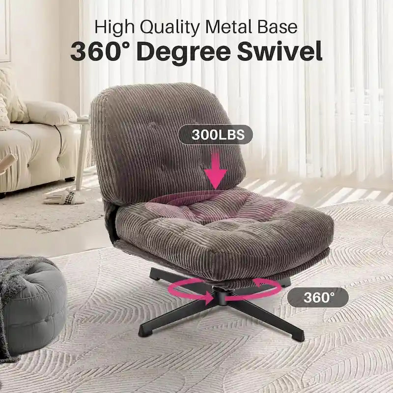 Fauteuil pivotant d'appoint en velours côtelé de haute qualité