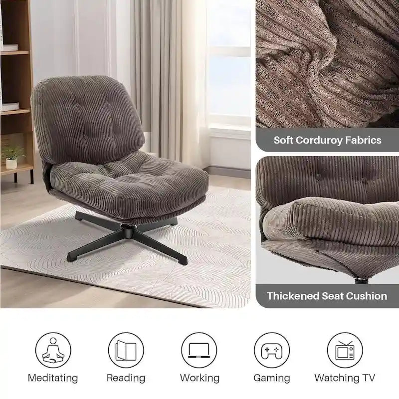 Fauteuil pivotant d'appoint en velours côtelé de haute qualité