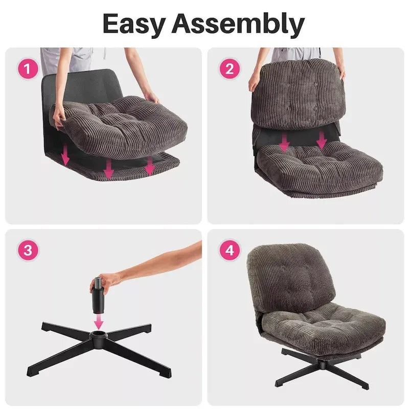 Fauteuil pivotant d'appoint en velours côtelé de haute qualité