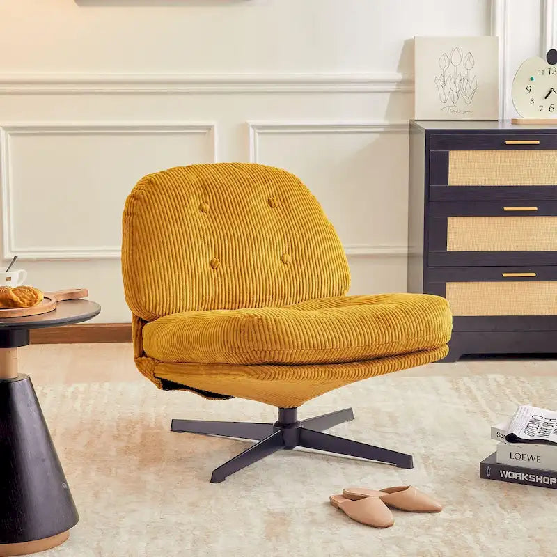 Fauteuil pivotant d'appoint en velours côtelé de haute qualité