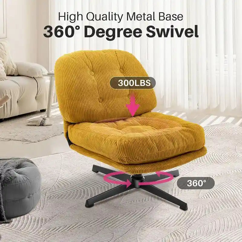 Fauteuil pivotant d'appoint en velours côtelé de haute qualité