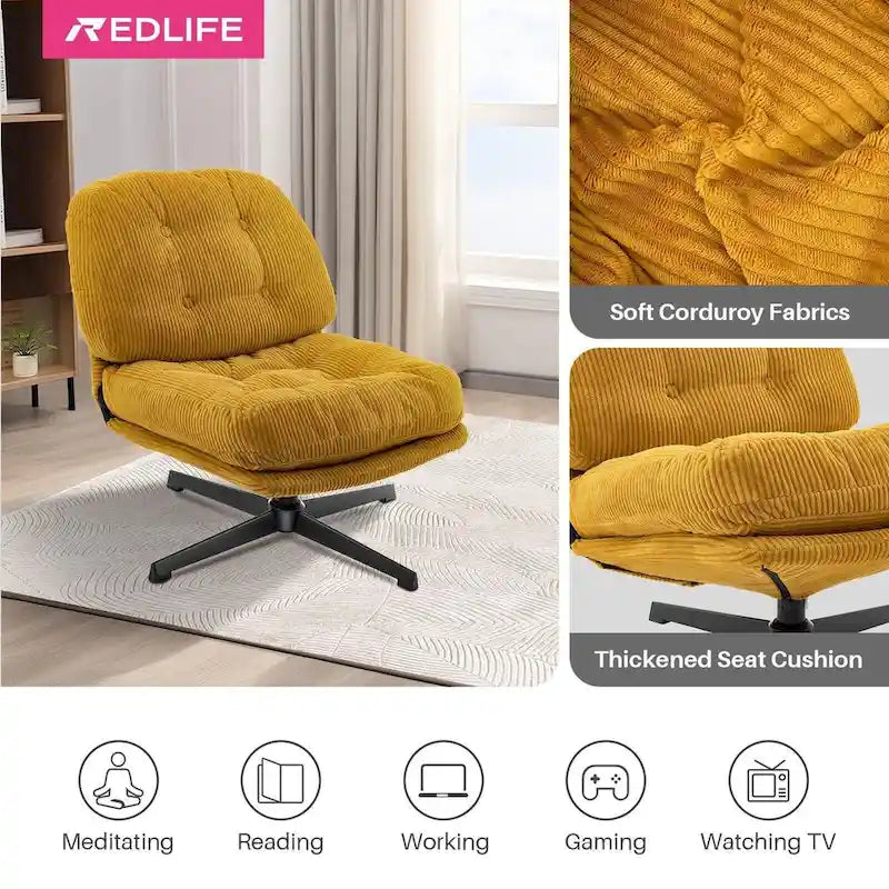 Fauteuil pivotant d'appoint en velours côtelé de haute qualité