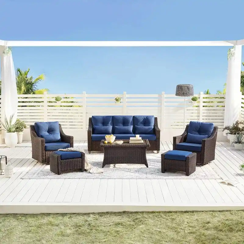 Murphy 6-Piece Outdoor Wicker Patio Furniture Conversation Sofa Sets