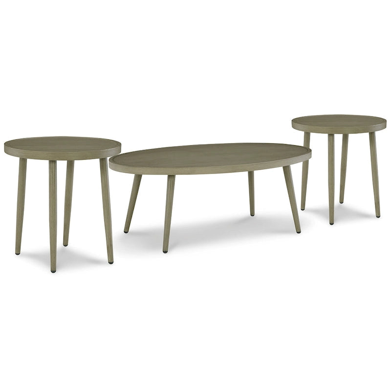Signature Design by Ashley Swiss Valley Brown 3-Piece Outdoor Occasional Table Package - 48 W x 30 D x 18 H