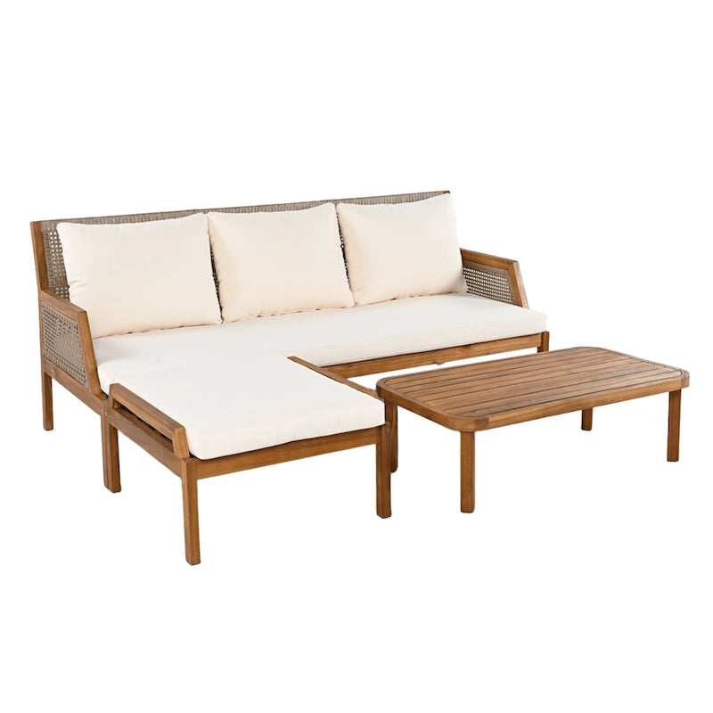 Christopher Knight Home - Ensemble de conversation extérieur 3 pièces en osier et bois d'acacia Alexander