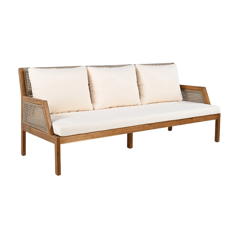 Christopher Knight Home - Ensemble de conversation extérieur 3 pièces en osier et bois d'acacia Alexander