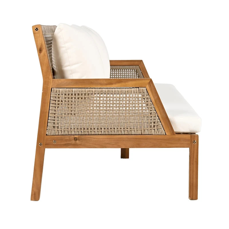 Christopher Knight Home - Ensemble de conversation extérieur 3 pièces en osier et bois d'acacia Alexander