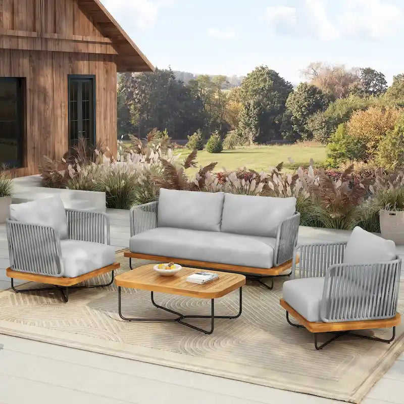 Christopher Knight Home - Ensemble de conversation d'extérieur en bois d'acacia Mason