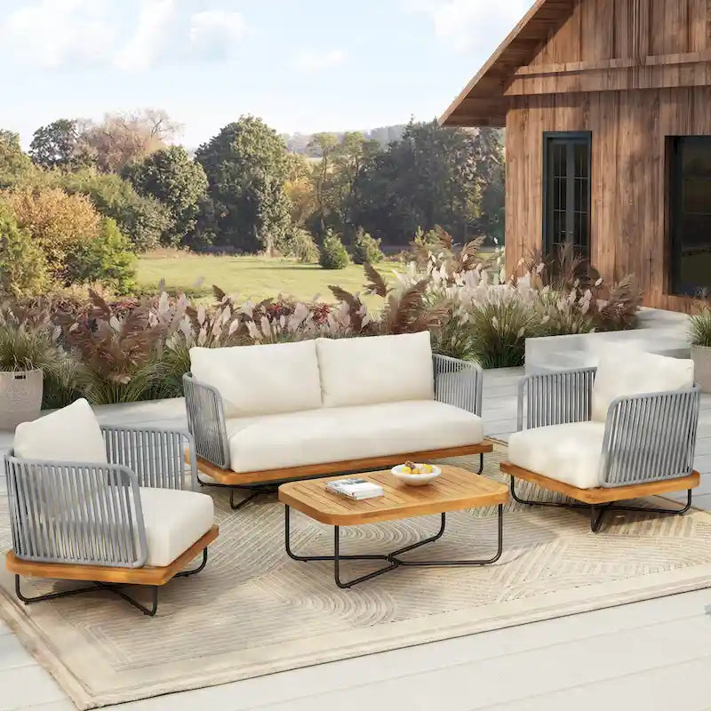 Christopher Knight Home- Mason Acacia Wood Outdoor Conversation Set