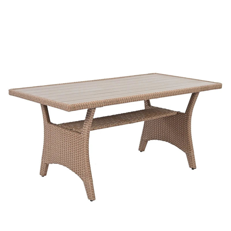Ensemble de canapés de patio en rotin 6 pièces avec table à manger, chaises et tabourets