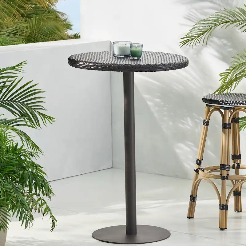 Table de bar ronde en rotin PE 26 pour l'extérieur