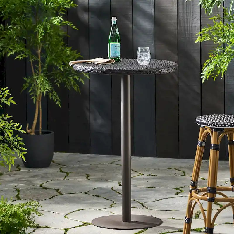 Table de bar ronde en rotin PE 26 pour l'extérieur