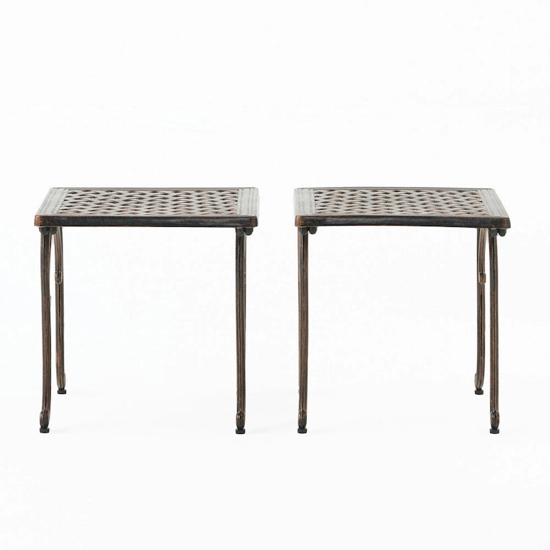 Table d'appoint d'extérieur en fonte, lot de 2 pièces