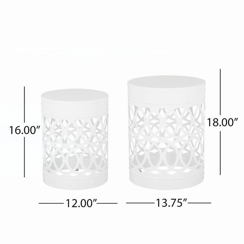 Table d'appoint en métal d'extérieur - Lot de 2