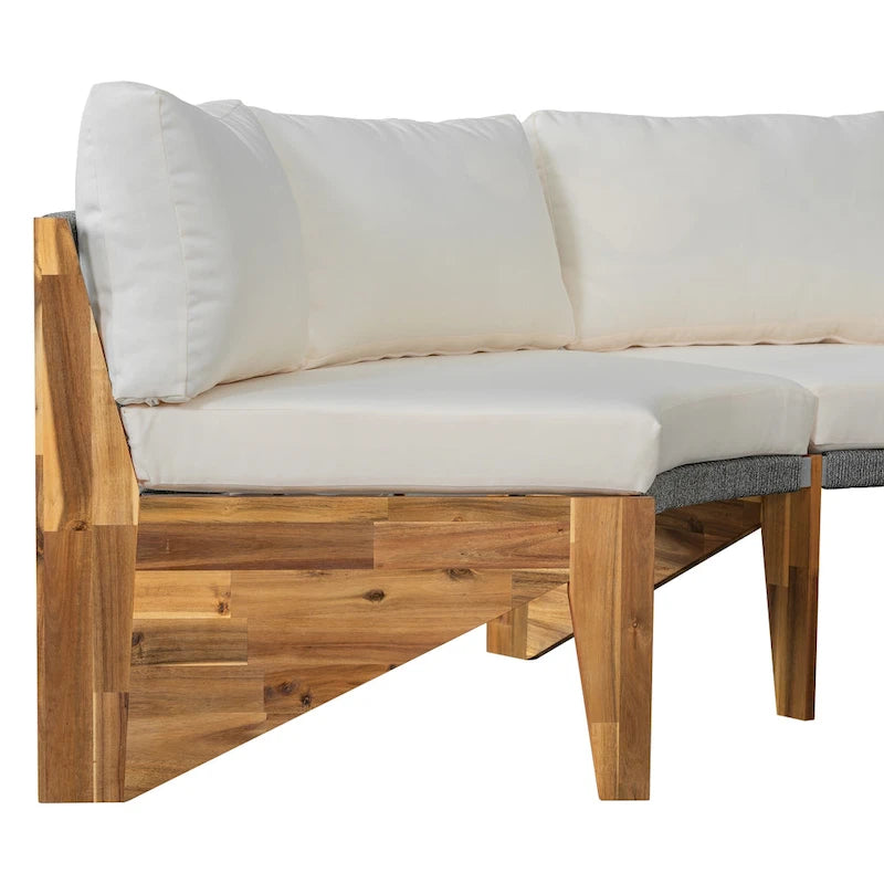 Canapé d'angle d'extérieur 12 places en bois d'acacia avec table basse