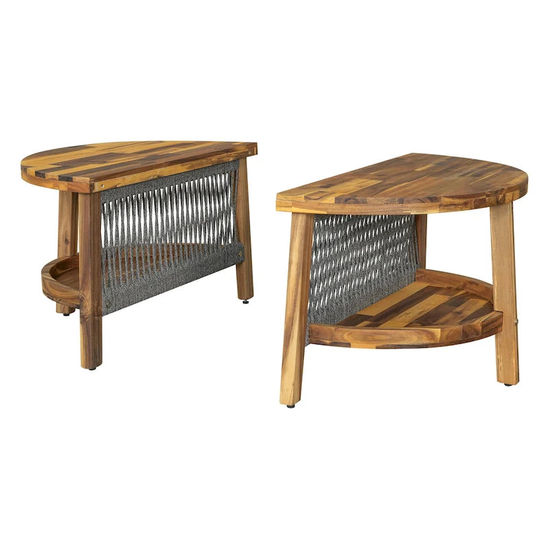 Canapé d'angle d'extérieur 12 places en bois d'acacia avec table basse