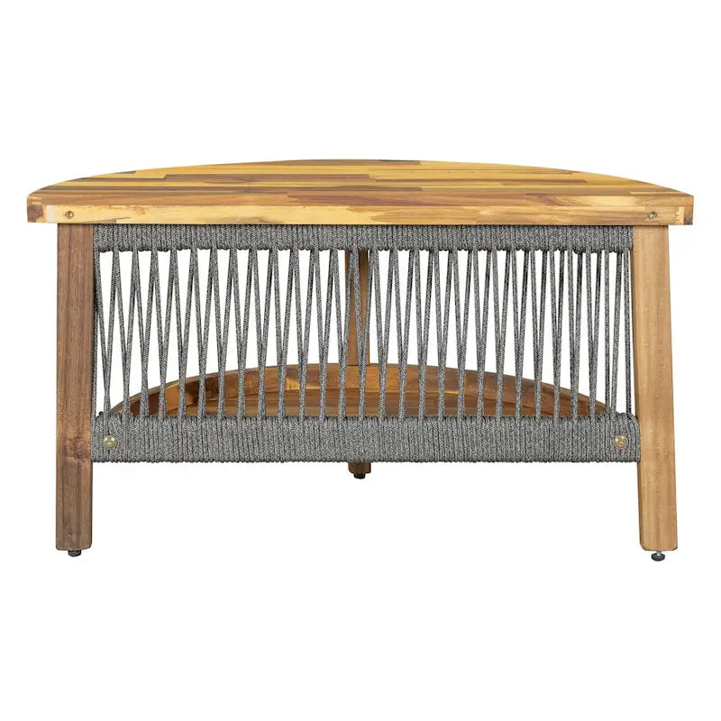Canapé d'angle d'extérieur 12 places en bois d'acacia avec table basse