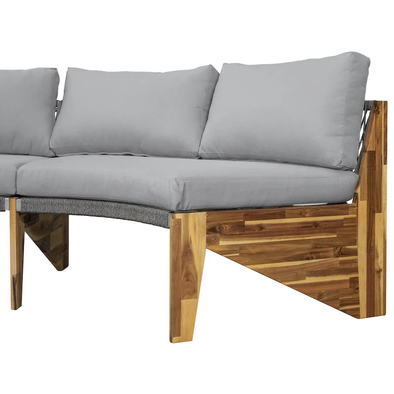 Canapé d'angle d'extérieur 12 places en bois d'acacia avec table basse