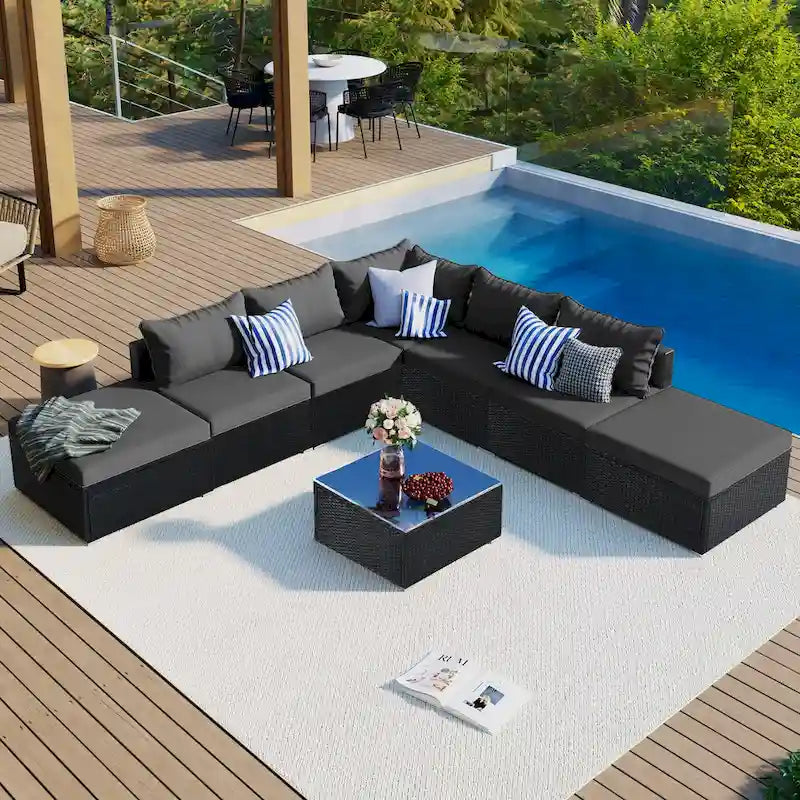 Ensemble de canapé de conversation de patio 8 pièces avec table