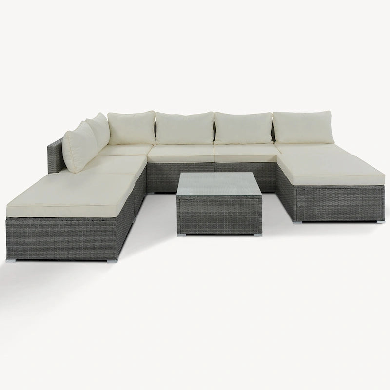 Ensemble de canapé de conversation de patio 8 pièces avec table