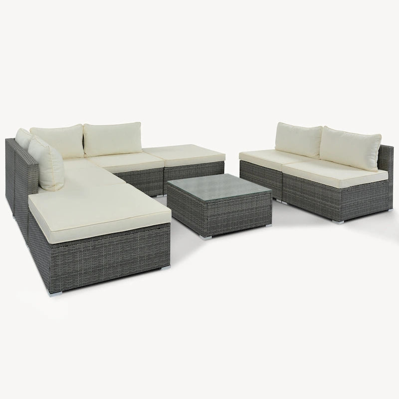 Ensemble de canapé de conversation de patio 8 pièces avec table