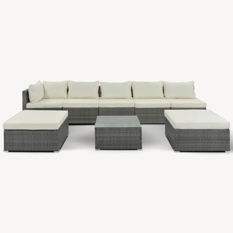Ensemble de canapé de conversation de patio 8 pièces avec table