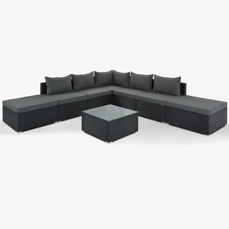 Ensemble de canapé de conversation de patio 8 pièces avec table
