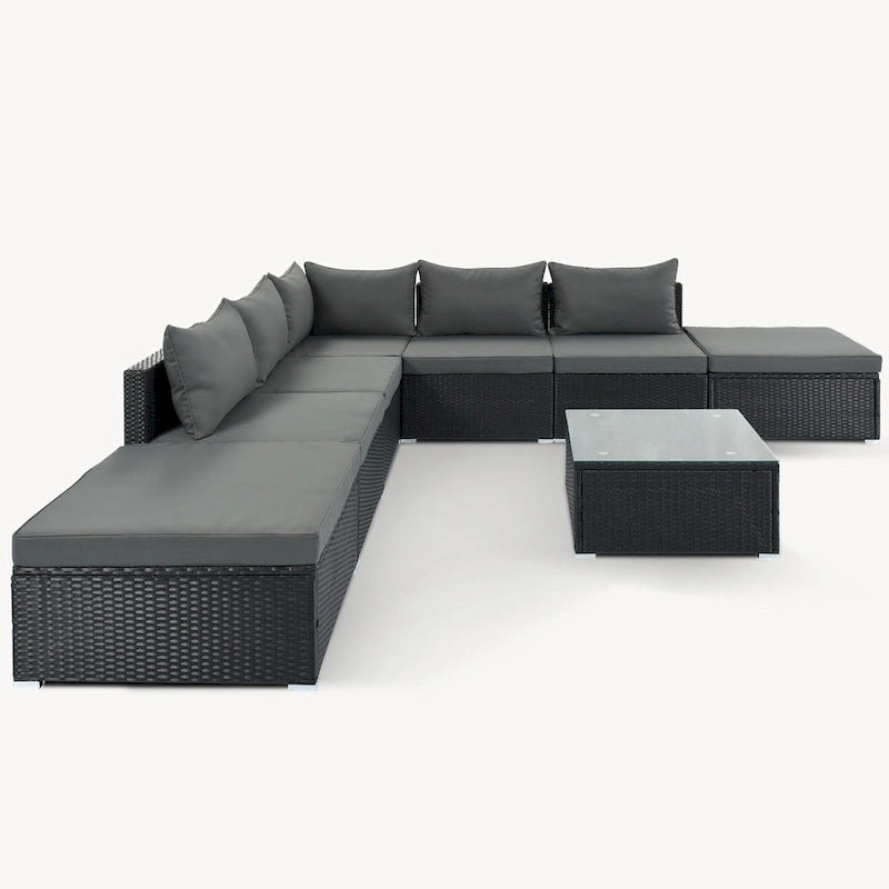 Ensemble de canapé de conversation de patio 8 pièces avec table