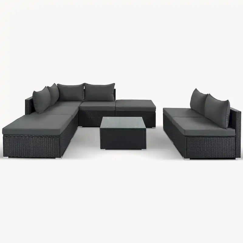 Ensemble de canapé de conversation de patio 8 pièces avec table