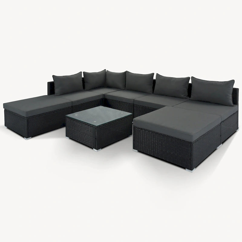 Ensemble de canapé de conversation de patio 8 pièces avec table