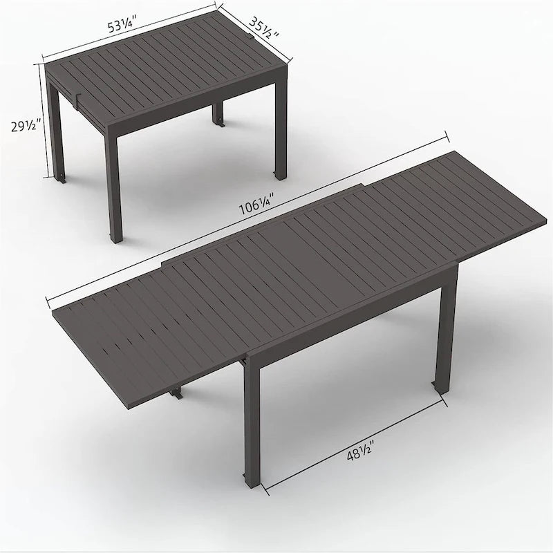 Grande table à manger de terrasse extensible