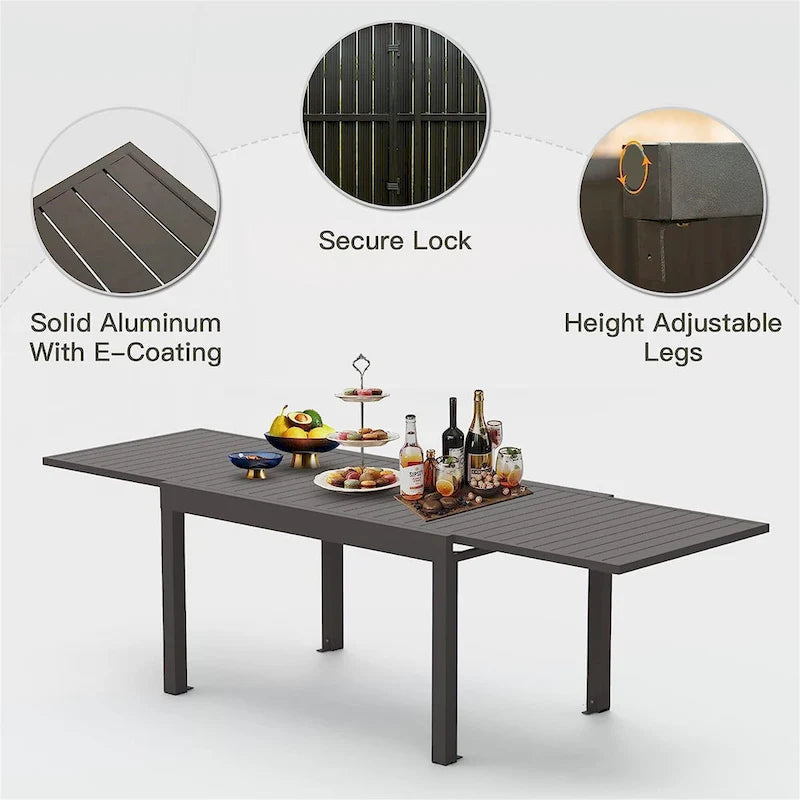 Grande table à manger de terrasse extensible