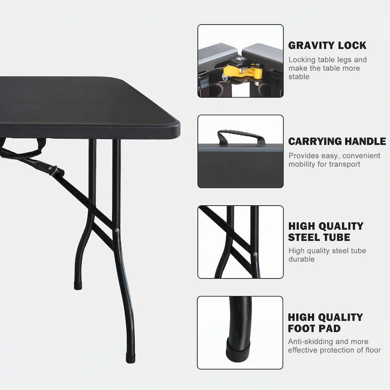 Table en plastique portable de 6 pieds pour le camping et les pique-niques