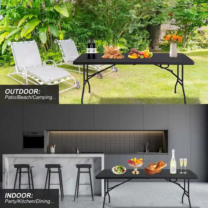 Table en plastique portable de 6 pieds pour le camping et les pique-niques