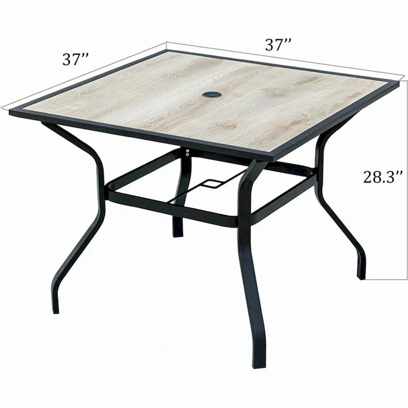 Table de salle à manger d'extérieur avec trou pour parasol