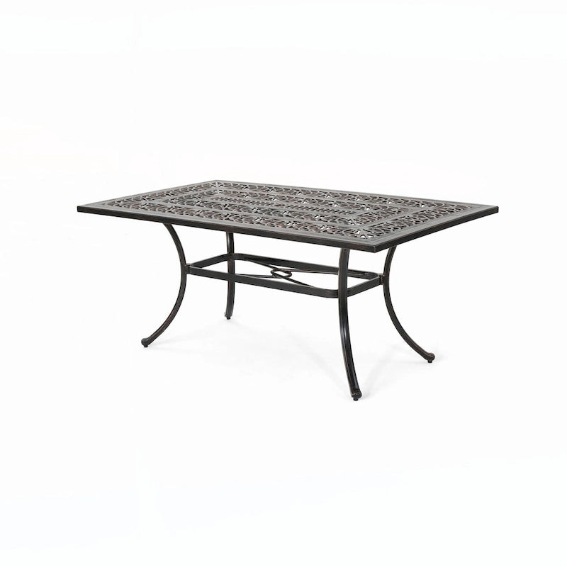 Table de salle à manger rectangulaire d'extérieur en fonte d'aluminium