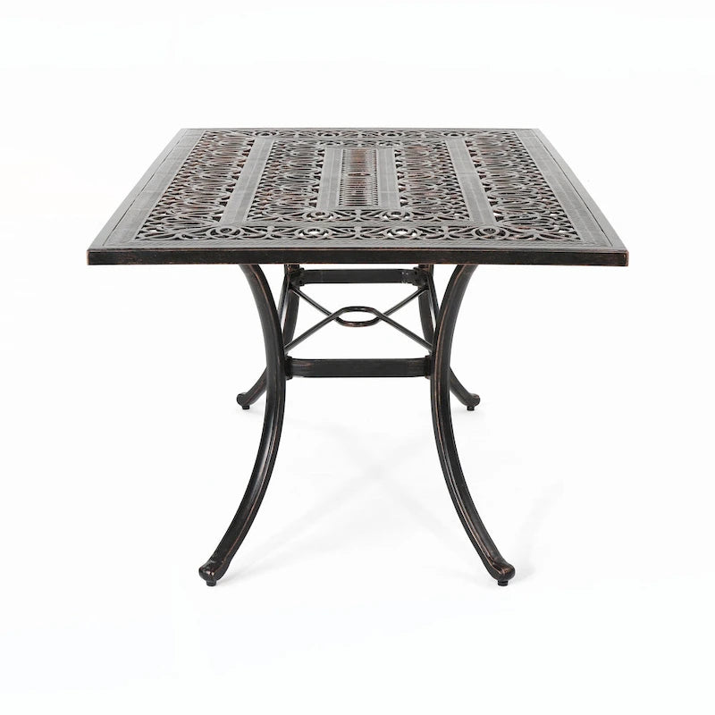 Table de salle à manger rectangulaire d'extérieur en fonte d'aluminium