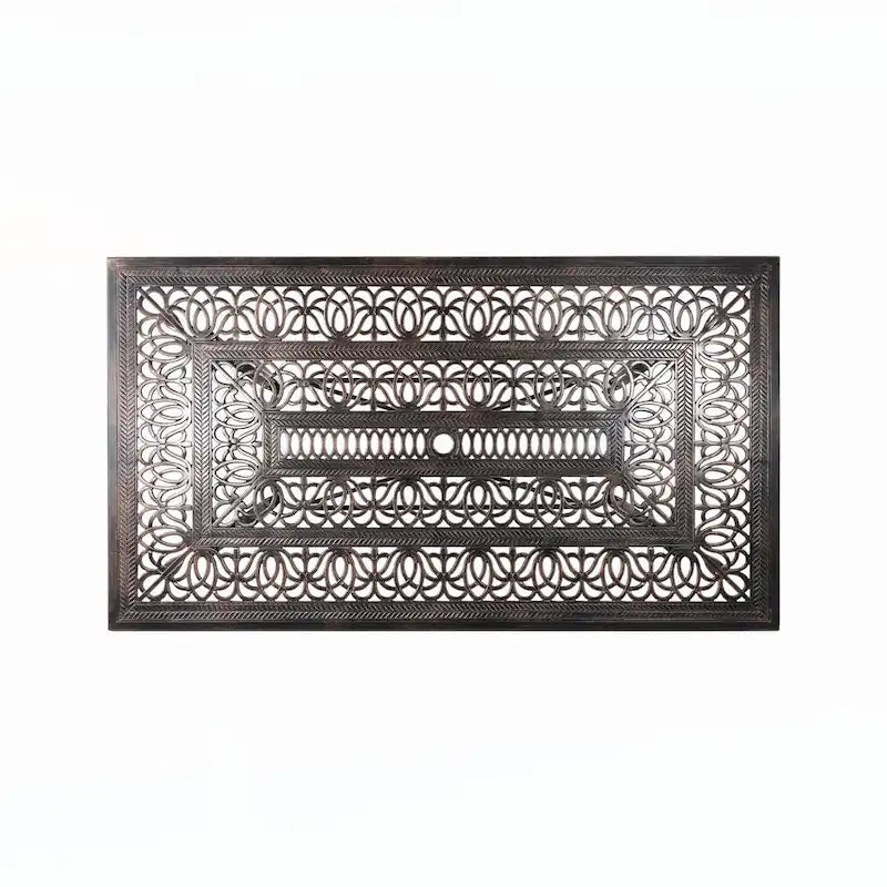 Table de salle à manger rectangulaire d'extérieur en fonte d'aluminium