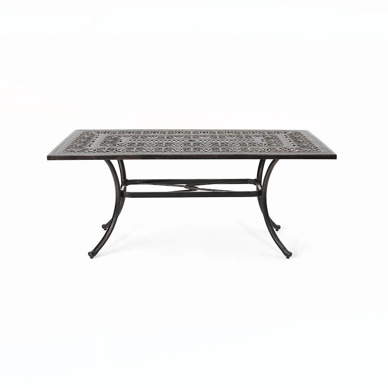 Table de salle à manger rectangulaire d'extérieur en fonte d'aluminium