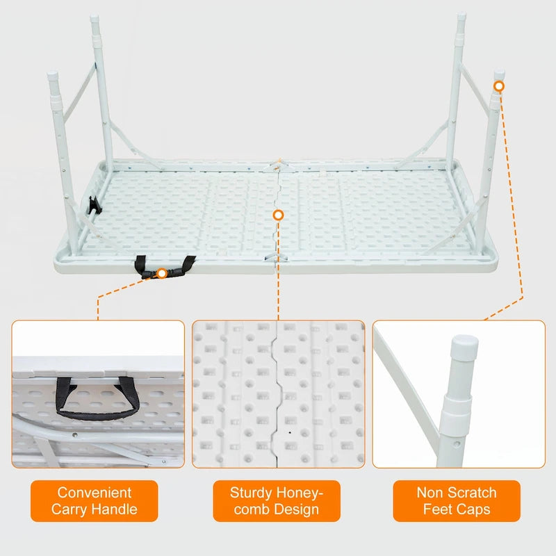 Table pliante de 1,2 m pour le camping, blanche