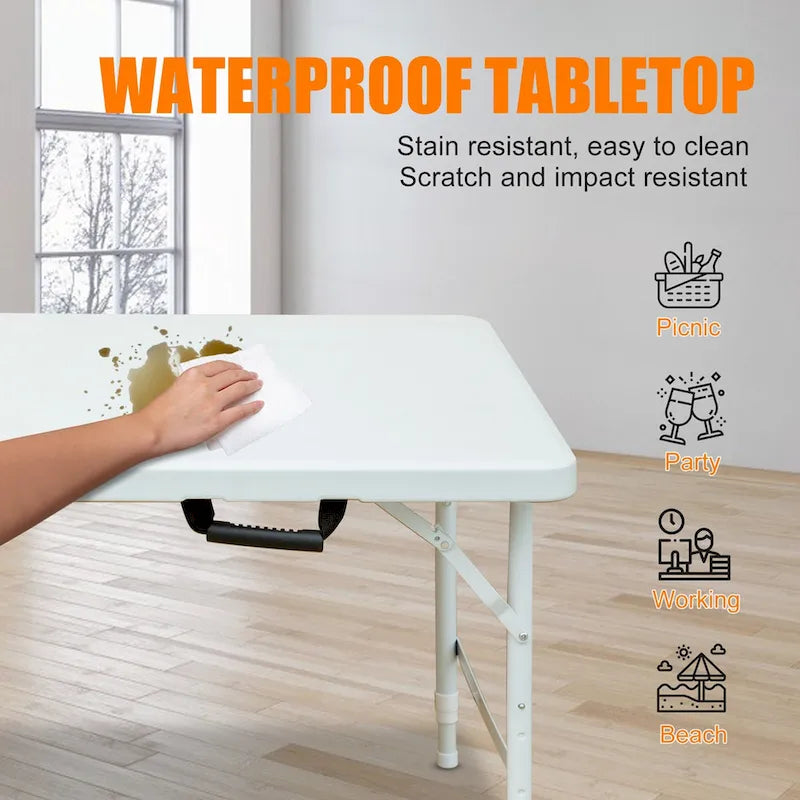 Table pliante de 1,2 m pour le camping, blanche
