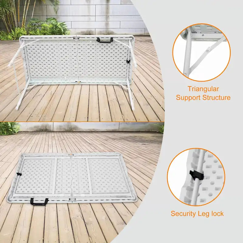Table pliante de 1,2 m pour le camping, blanche