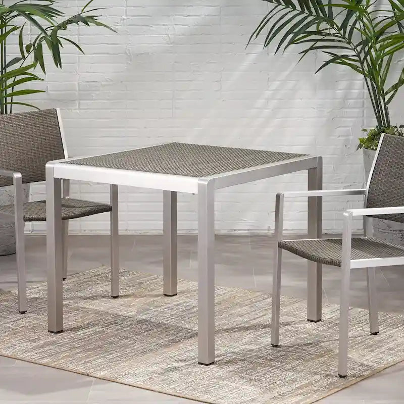 Table à dîner carrée en aluminium pour l'extérieur