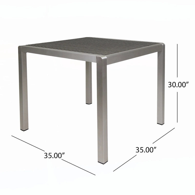 Table à dîner carrée en aluminium pour l'extérieur