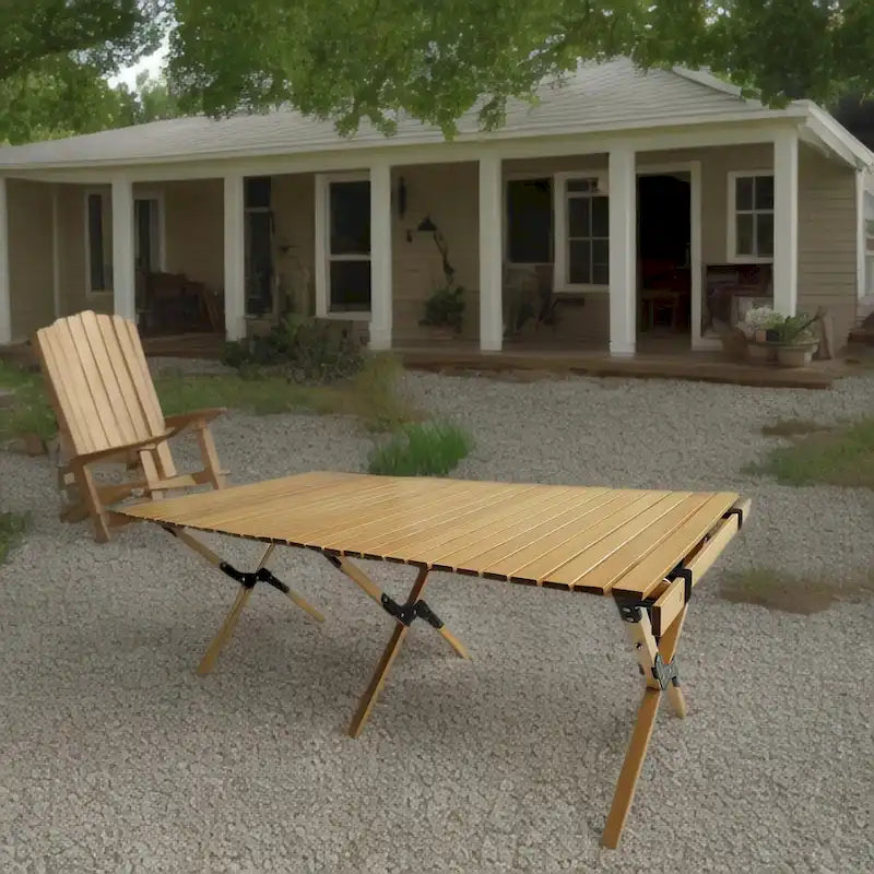 Table de salle à manger pliante portable en bois pour patio