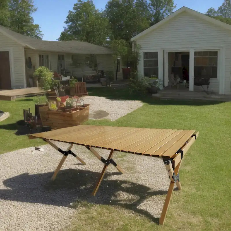 Table de salle à manger pliante portable en bois pour patio