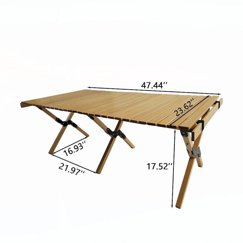 Table de salle à manger pliante portable en bois pour patio