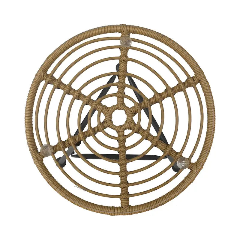 Table d'appoint d'extérieur Tee, 50 cm, en rotin tressé, plateau en verre, acier