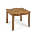 Bops Outdoor Side End Table, 20 Inch Square, Natural Brown Acacia Wood